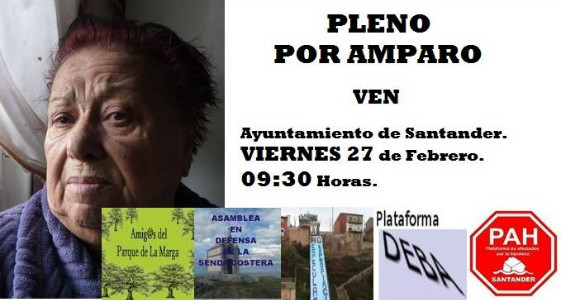 Cartel que han organizado las Plataformas que acudirán conjuntamente al Pleno a homenajear a Amparo.