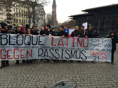 Este sábado se han unido varias asambleas en apoyo a las marchas del 22M. Esta foo corresponde a la Marea Granate de Berlín.