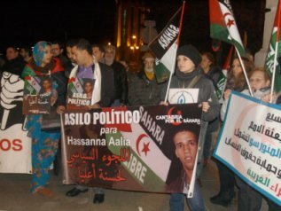 Manifestaciones de apoyo a Hassanna Aaliam Foto: Cantabria por el Sáhara.