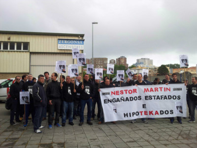 Protesta de los trabajadores de Ecomasa ante Rajoy